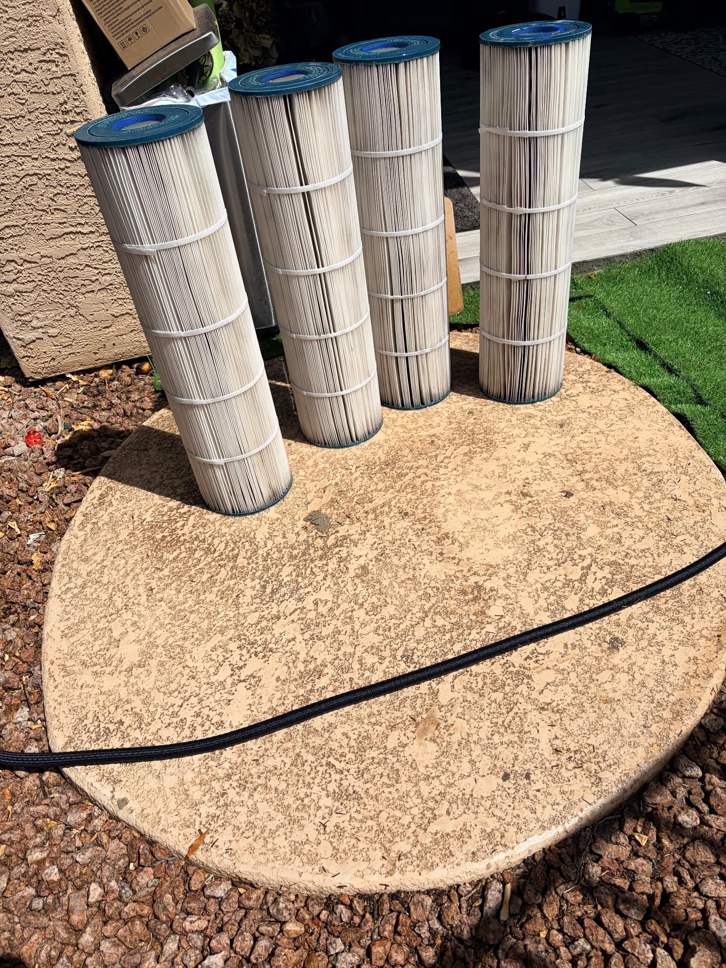 Set of pool cartridge filters after deep cleaning