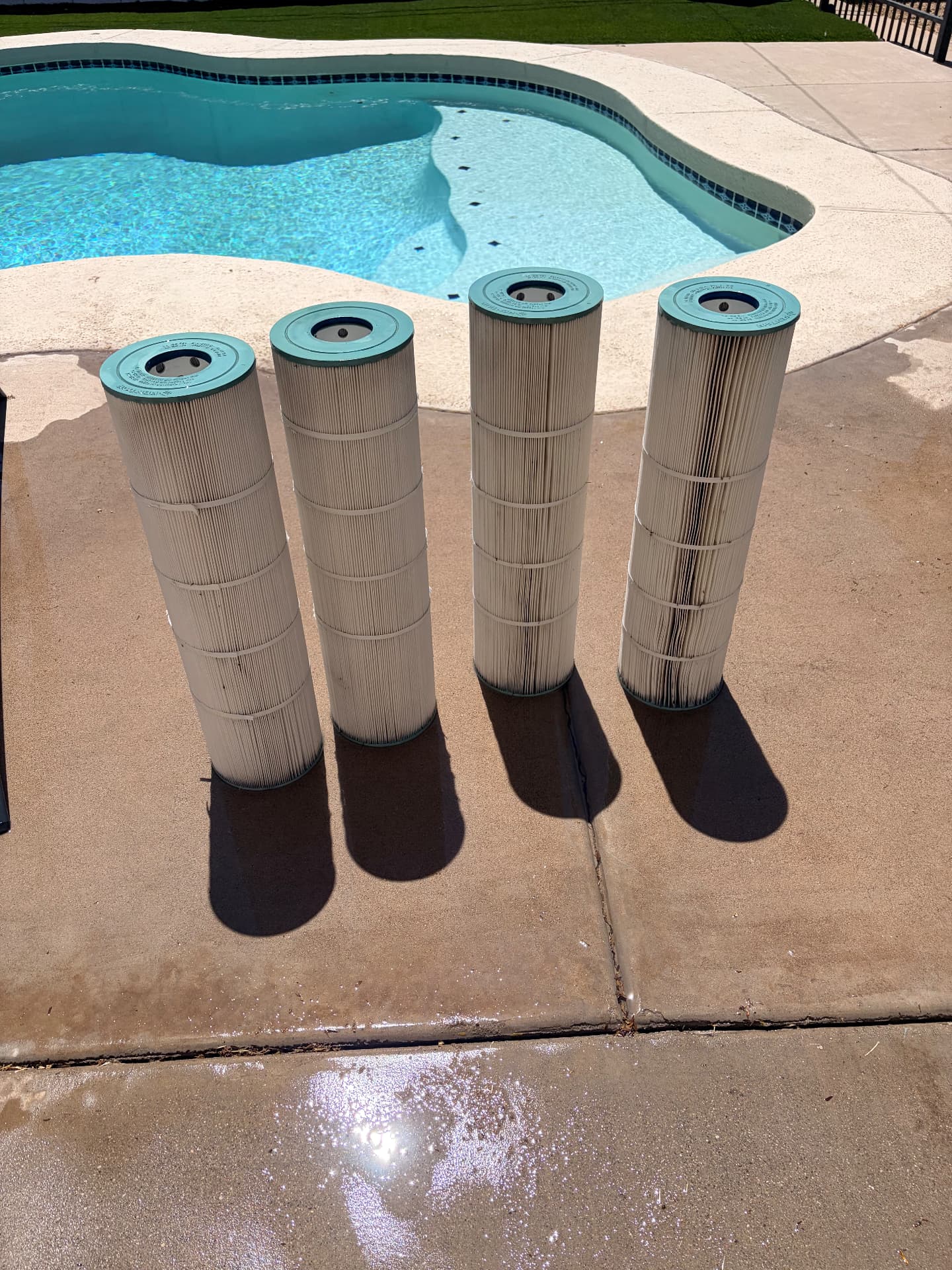 Pool filter cartridges cleaned and ready to reinstall